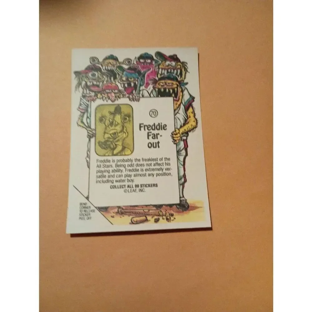 1988 Leaf Awesome All Stars Trading Card 70 Freddie Far Out Baseball Parody